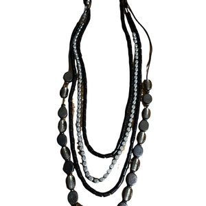 Multi Strand Black and Silver Necklace